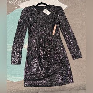 Aqua mini evening dress. Size smaller small. Color black/silver.